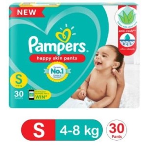 Pamper Happy Skin Pants Small (S) 4-8Kg, 30Pants