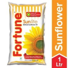 Fortune Sunlite Refined Sunflower Oil 1Ltr, Pouch