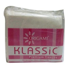 Origami Klassic Premium Tissues 100 Serviettes, 22cm*22cm*1ply, 1Pkt