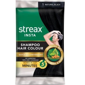 Streax Insta Shampoo Hair Color 1 Natural Black 15Ml